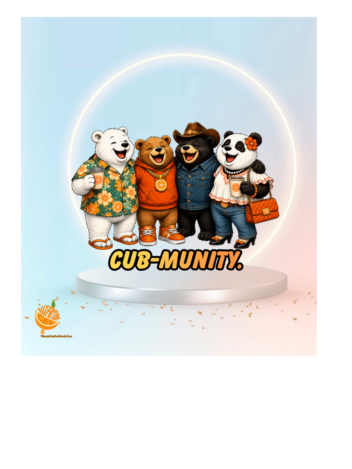 Cub-munity Dosey Bear™ Sticker – Cute Bear Friends Vinyl Sticker, Diversity & Friendship Cartoon Decal, Cozy Hoodie Bears, Positive Vibes Sticker
