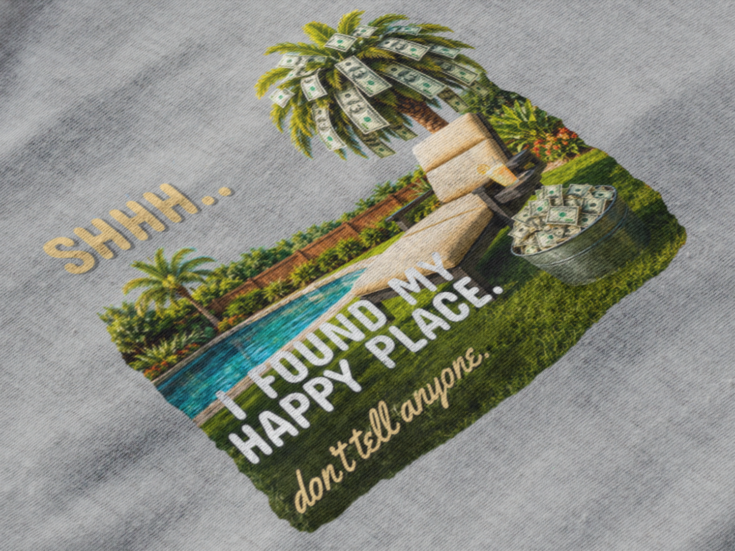 Shhh… I’m in My Happy Place T-Shirt – Funny Relaxing Vacation Graphic Tee