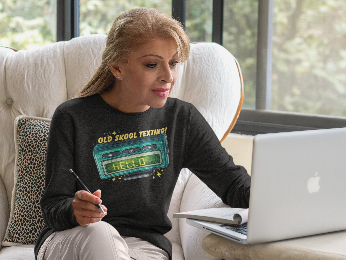Old Skool Text Pager Shirt – 07734 HELLO Retro Beeper Graphic Sweatshirt