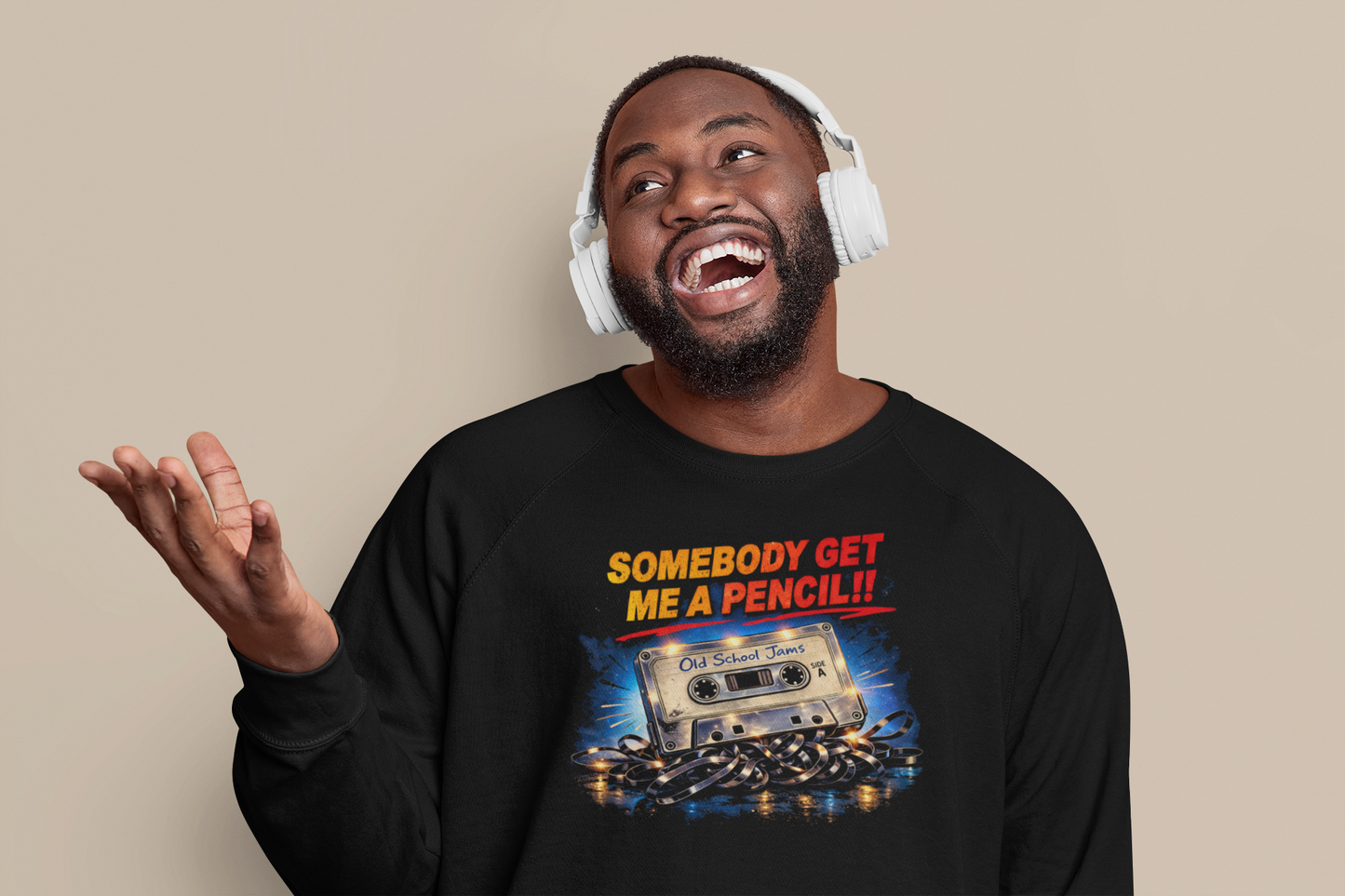 Somebody Get Me a Pencil Shirt – Retro Cassette Tape Old School Jams Sweatshirt