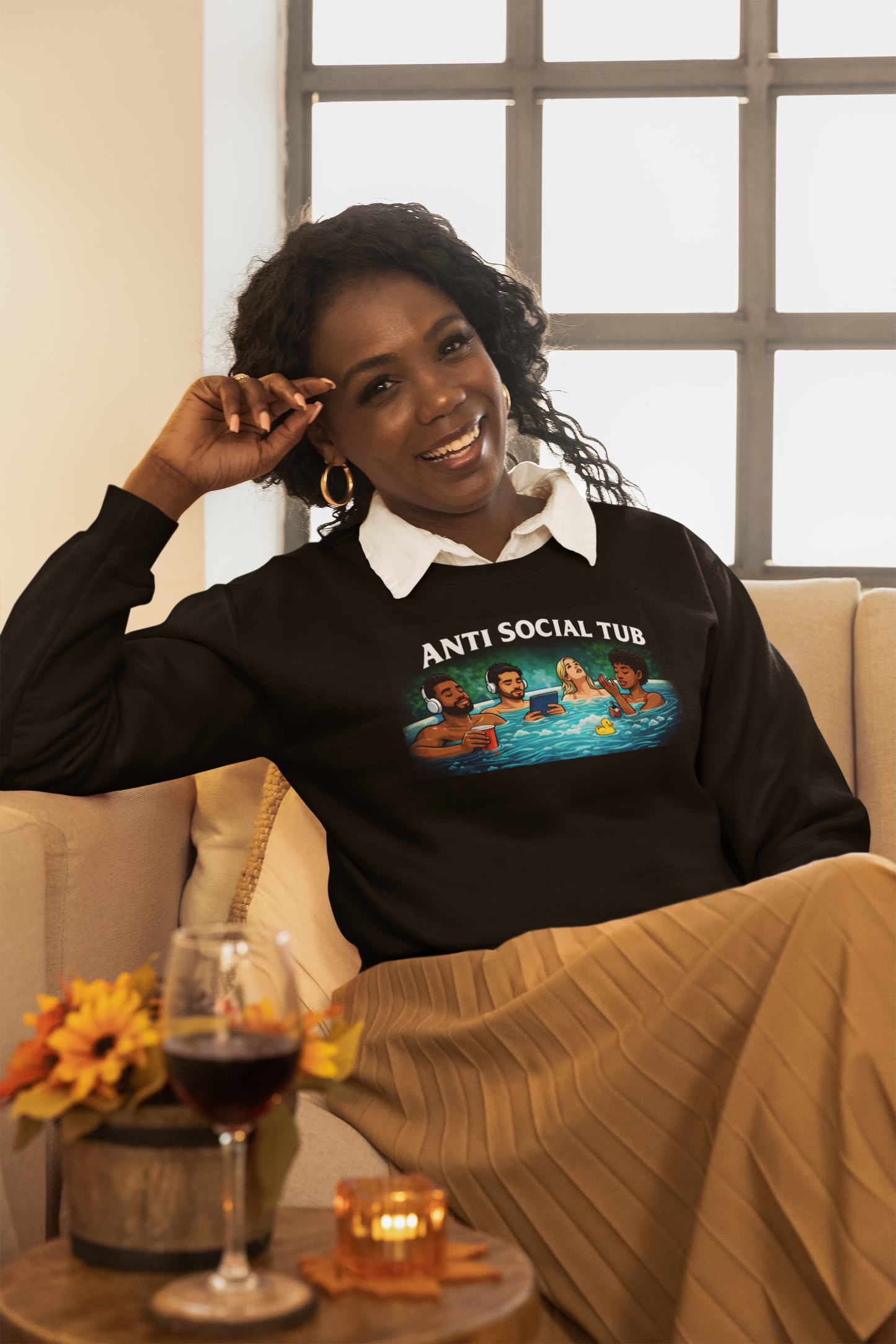 Anti Social Tub Sweatshirt – Funny Hot Tub Humor Crewneck | Relaxing Meme Lounge Shirt