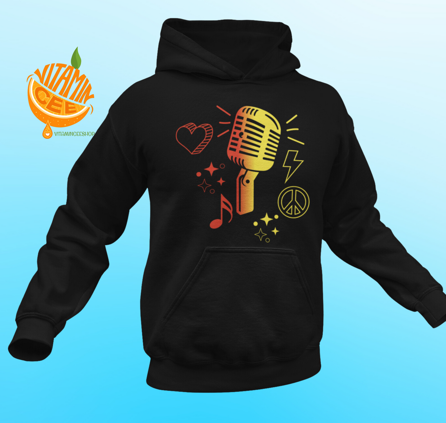 Fun Hoodie with a Fun Hot Mic Graphic!