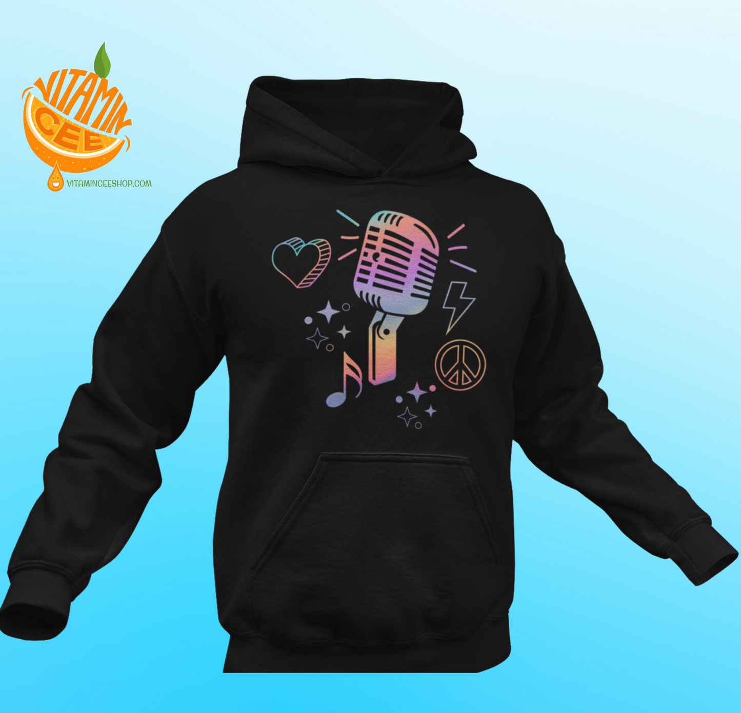 Fun Hoodie with a Fun Hot Mic Graphic!