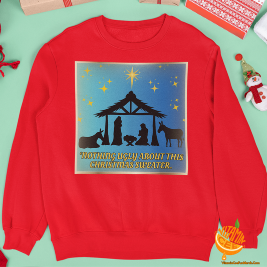 Faith Based Christmas Sweater with a Nativity Scene!