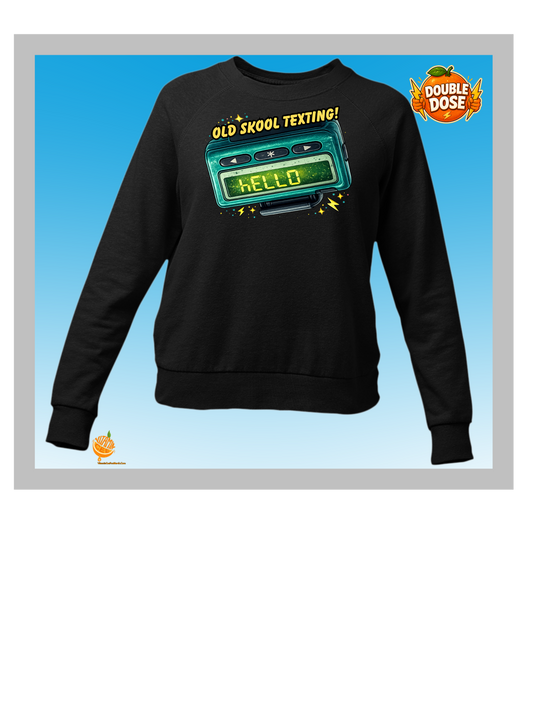 Old Skool Text Pager Shirt – 07734 HELLO Retro Beeper Graphic Sweatshirt