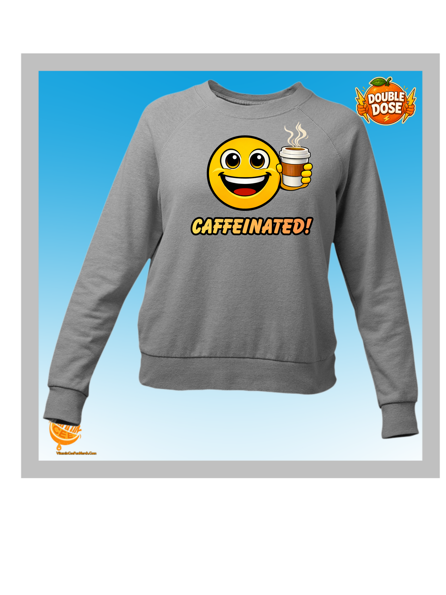 Caffeinated! Coffee Emoji Sweatshirt – Funny Caffeine Lover Crewneck