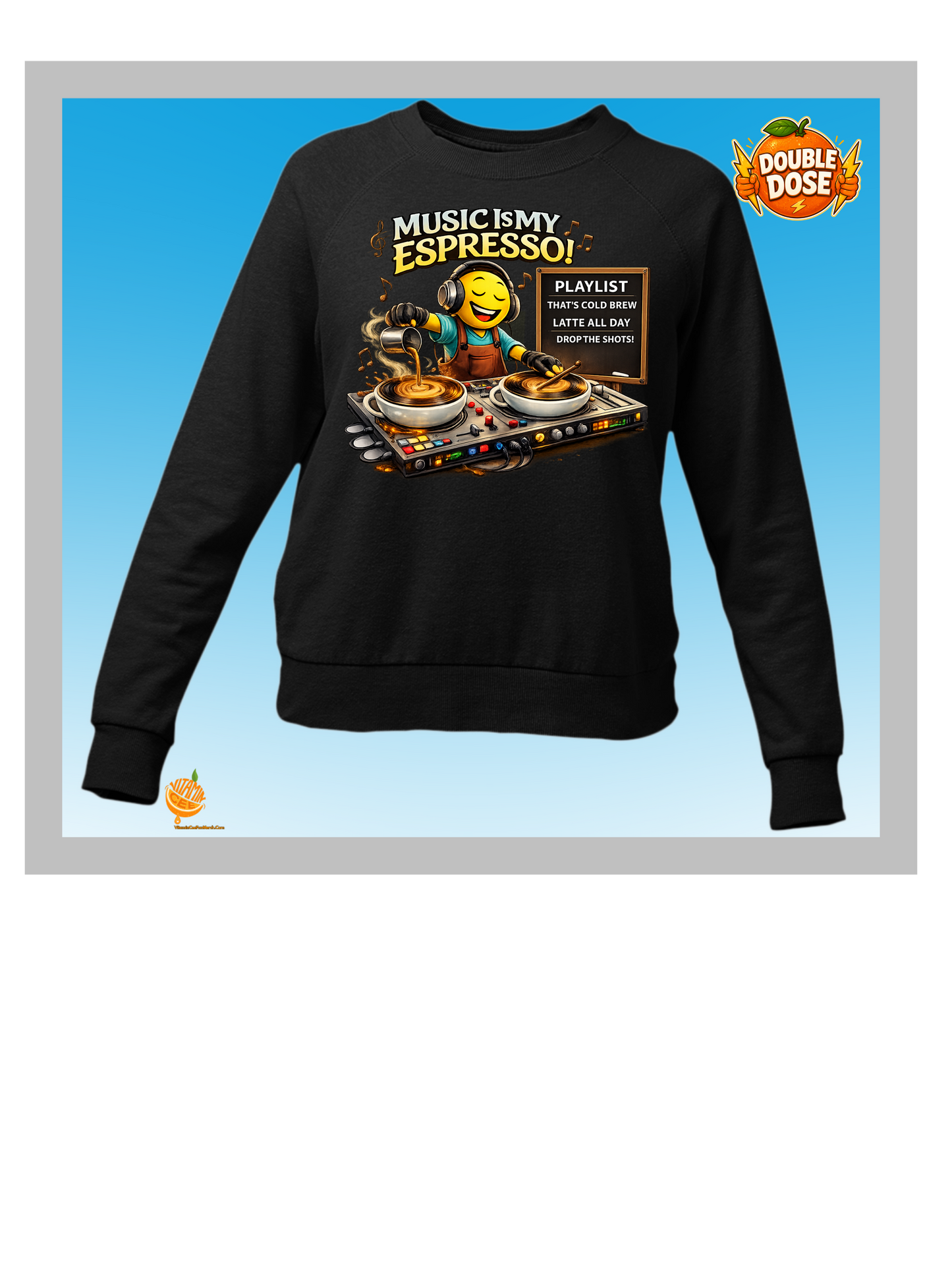 Music Is My Espresso Sweatshirt – Funny Coffee DJ Graphic Crewneck