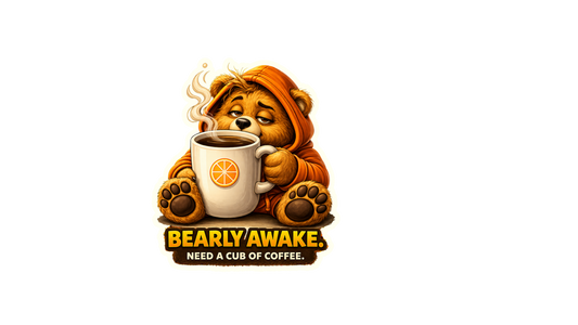 Bearly Awake Coffee Sticker – Funny Dosey Bear™ Coffee Vinyl Sticker, Cute Morning Humor Decal, Coffee Lover Gift, Tired Bear Sticker