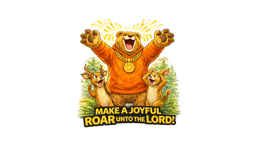 Make a Joyful Roar Unto the Lord Sticker – Christian Dosey Bear™ Vinyl Sticker, Faith Praise Decal, Cute Worship Animal Sticker, Inspirational Gift