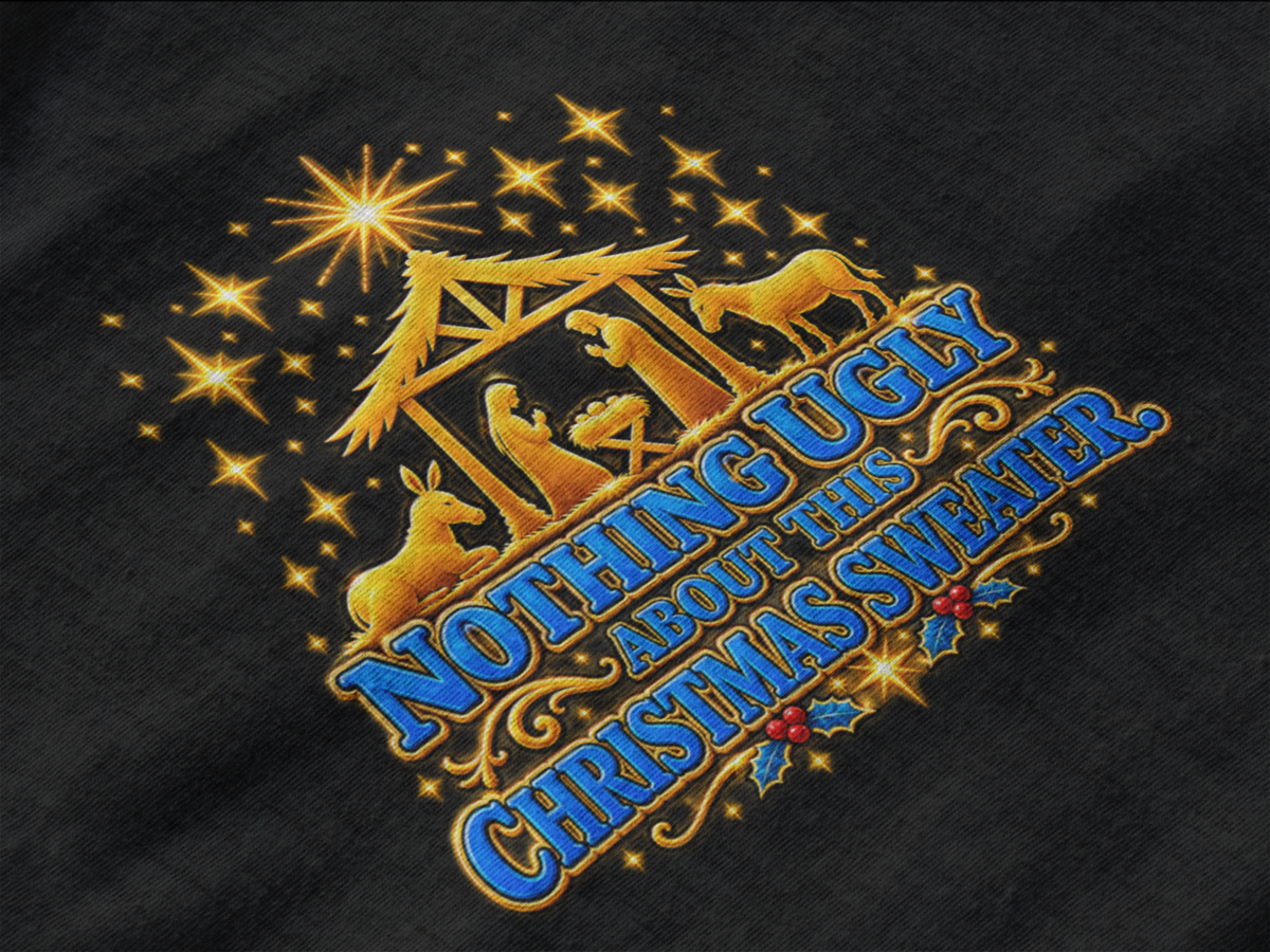 Faith Based Christmas Sweater with a Nativity Scene!