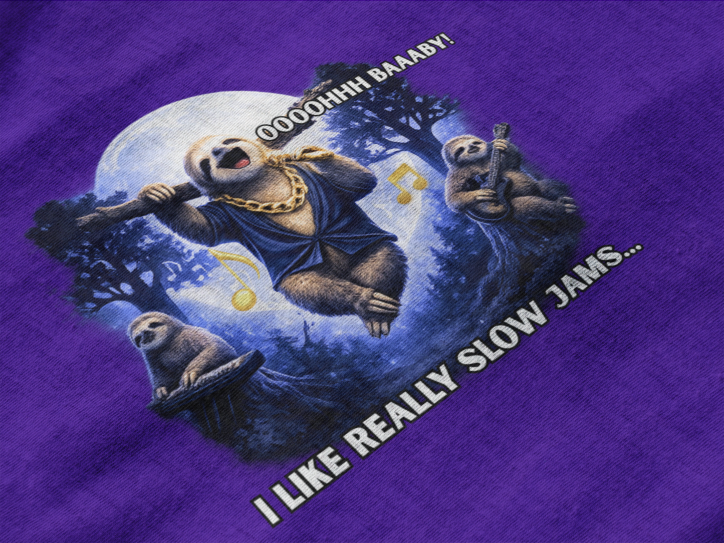 I Like Reaaaally Slow Jams Sloth T-Shirt – Funny Music Lover Tee | Chill Sloth Graphic Shirt