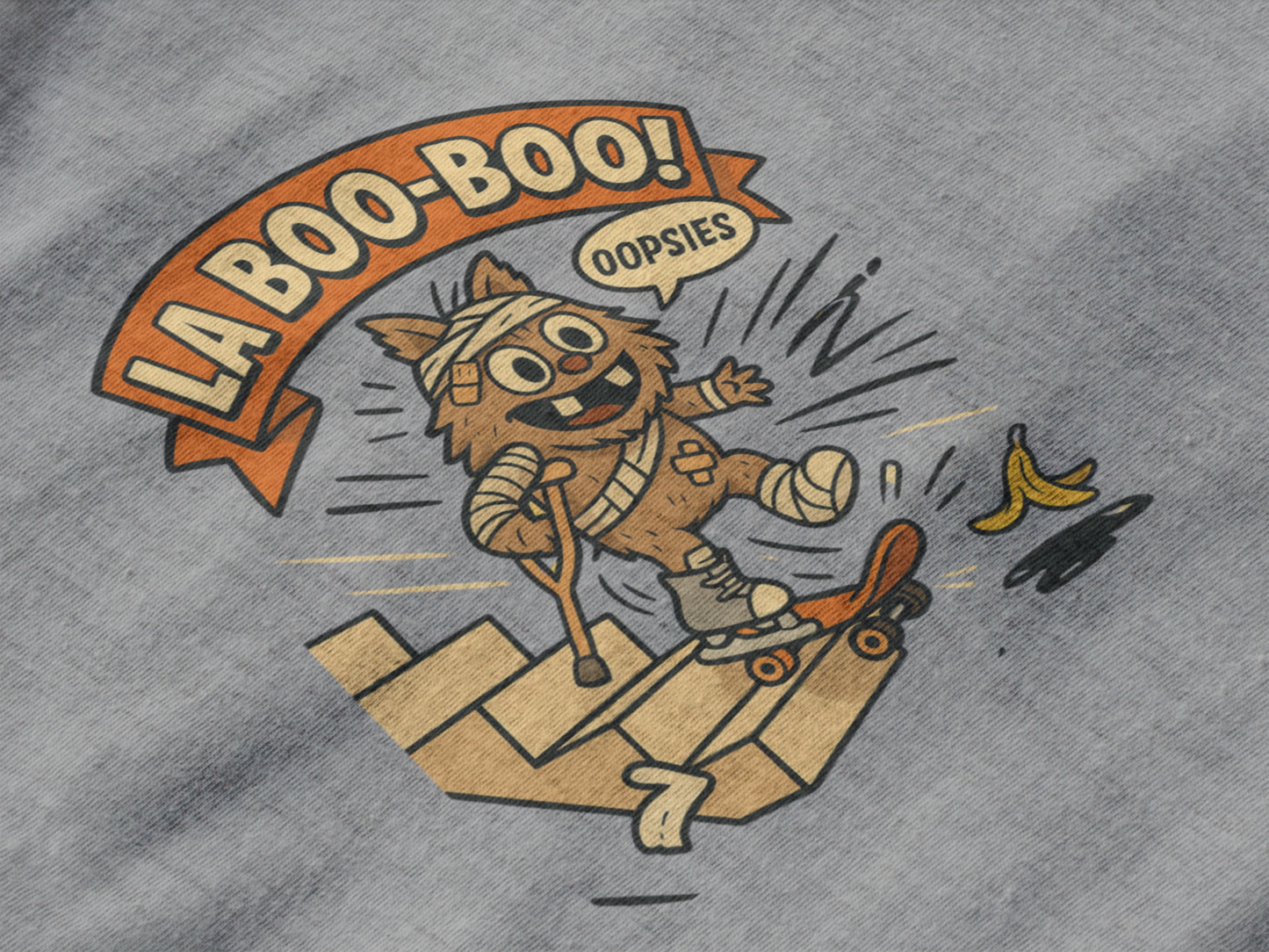 La Boo-Boo Funny Skateboarding T-Shirt – Oopsie Banana Peel Cartoon
