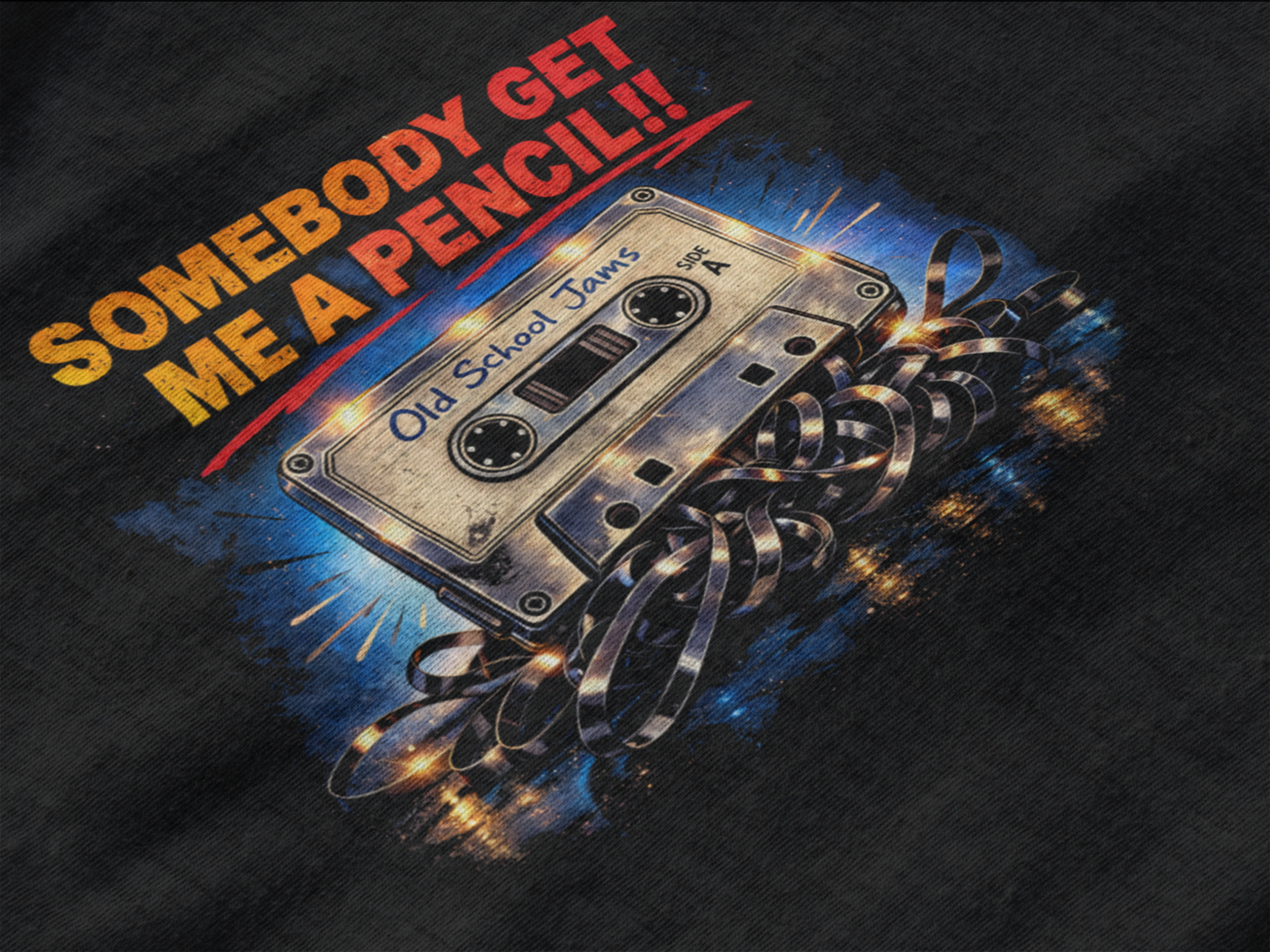 Somebody Get Me a Pencil Shirt – Retro Cassette Tape Old School Jams Sweatshirt