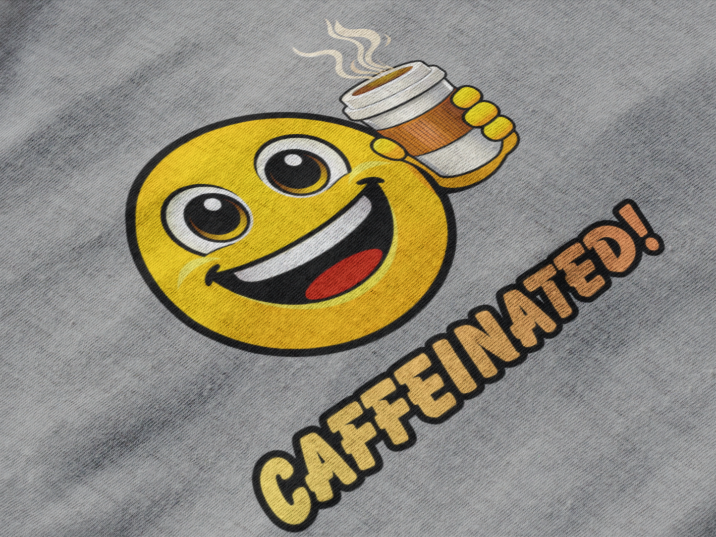 Caffeinated! Coffee Emoji T-Shirt – Funny Happy Face Graphic Tee