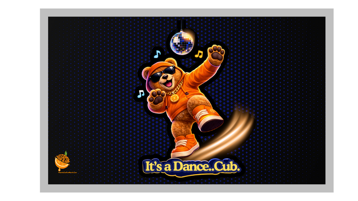 It’s a Dance Cub Sticker – Funny Dancing Dosey Bear™ Vinyl Sticker, Cute Music Bear Decal, Hip Hop Bear Sticker, Party Vibes Gift