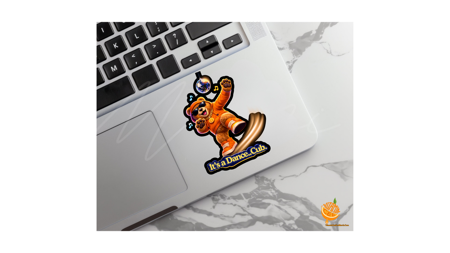 It’s a Dance Cub Sticker – Funny Dancing Dosey Bear™ Vinyl Sticker, Cute Music Bear Decal, Hip Hop Bear Sticker, Party Vibes Gift