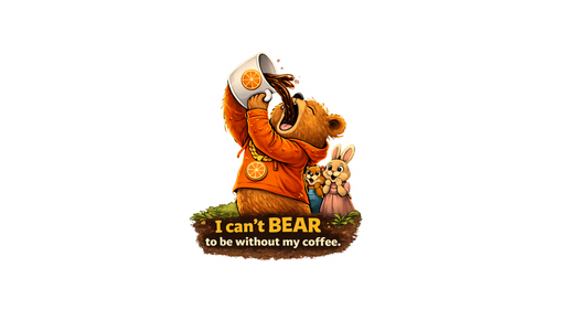 I Can’t Bear to Be Without My Coffee Sticker – Funny Coffee Dosey Bear™ Vinyl Sticker, Cute Caffeine Lover Decal, Humor Coffee Gift