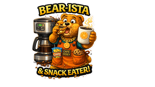Bear-ista Sticker – Funny Coffee Dosey Bear™ Vinyl Sticker, Barista Humor Decal, Coffee Lover Gift, Cute Snack Lover Sticker
