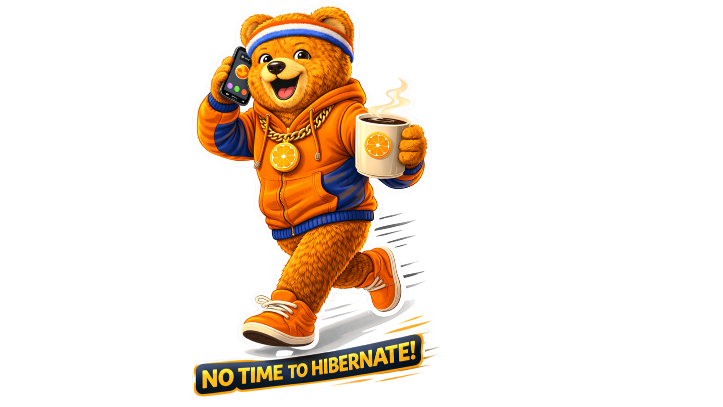 No Time to Hibernate Sticker – Funny Coffee Dosey Bear™ Vinyl Sticker, Busy Life Decal, Hustle Motivation Sticker, Cute Bear Sticker