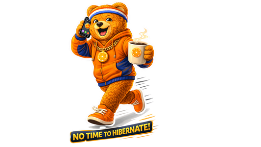No Time to Hibernate Sticker – Funny Coffee Dosey Bear™ Vinyl Sticker, Busy Life Decal, Hustle Motivation Sticker, Cute Bear Sticker