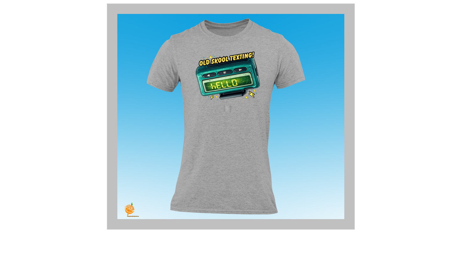 Old Skool Text Pager Shirt – Retro Beeper “Hello” Graphic Tee | 90s Nostalgia Shirt
