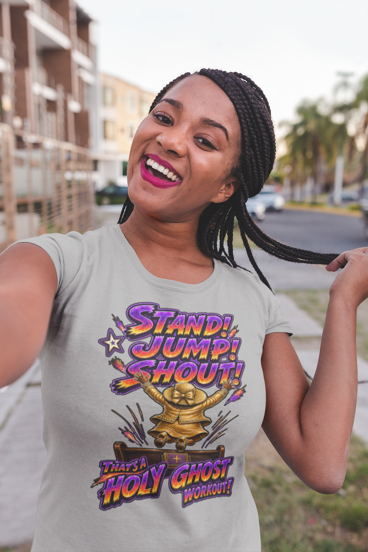 Stand Jump Shout – That’s a Holy Ghost Workout Christian T-Shirt