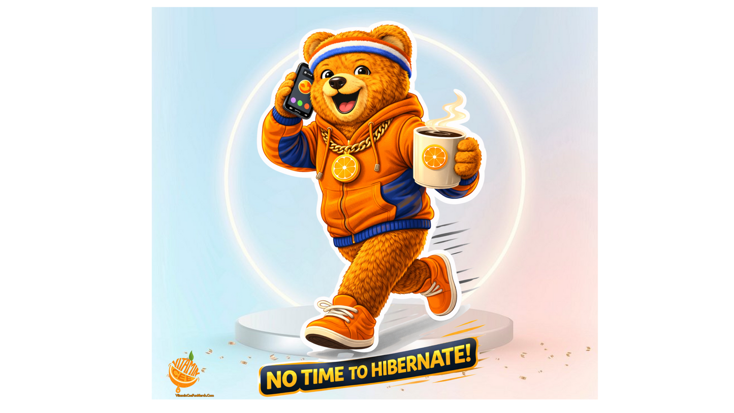 No Time to Hibernate Sticker – Funny Coffee Dosey Bear™ Vinyl Sticker, Busy Life Decal, Hustle Motivation Sticker, Cute Bear Sticker