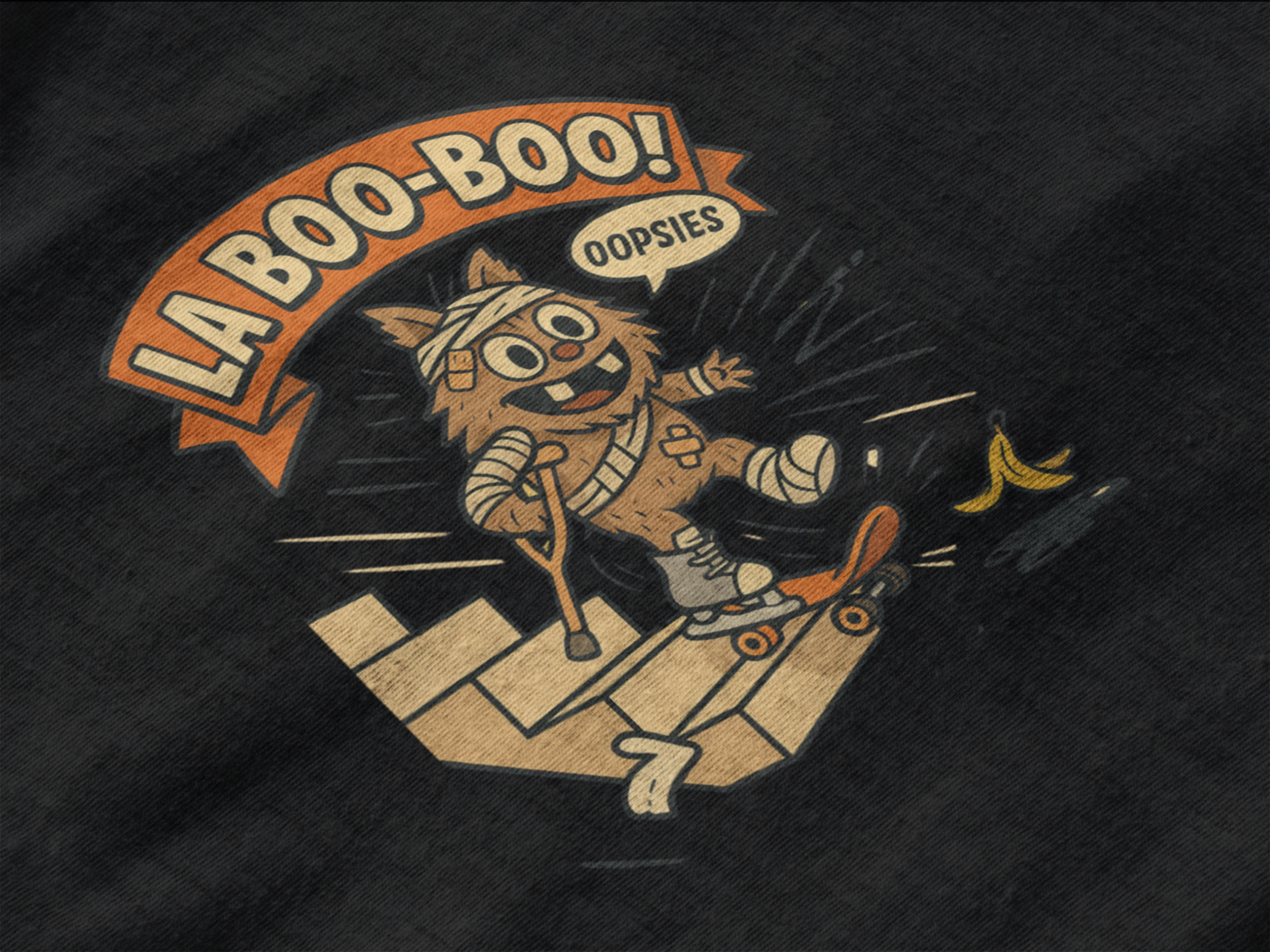 La Boo-Boo Funny Skateboarding T-Shirt – Oopsie Banana Peel Cartoon