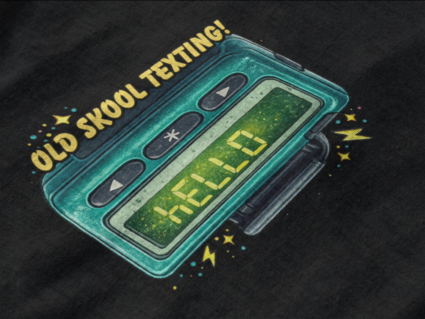 Old Skool Text Pager Shirt – 07734 HELLO Retro Beeper Graphic Sweatshirt