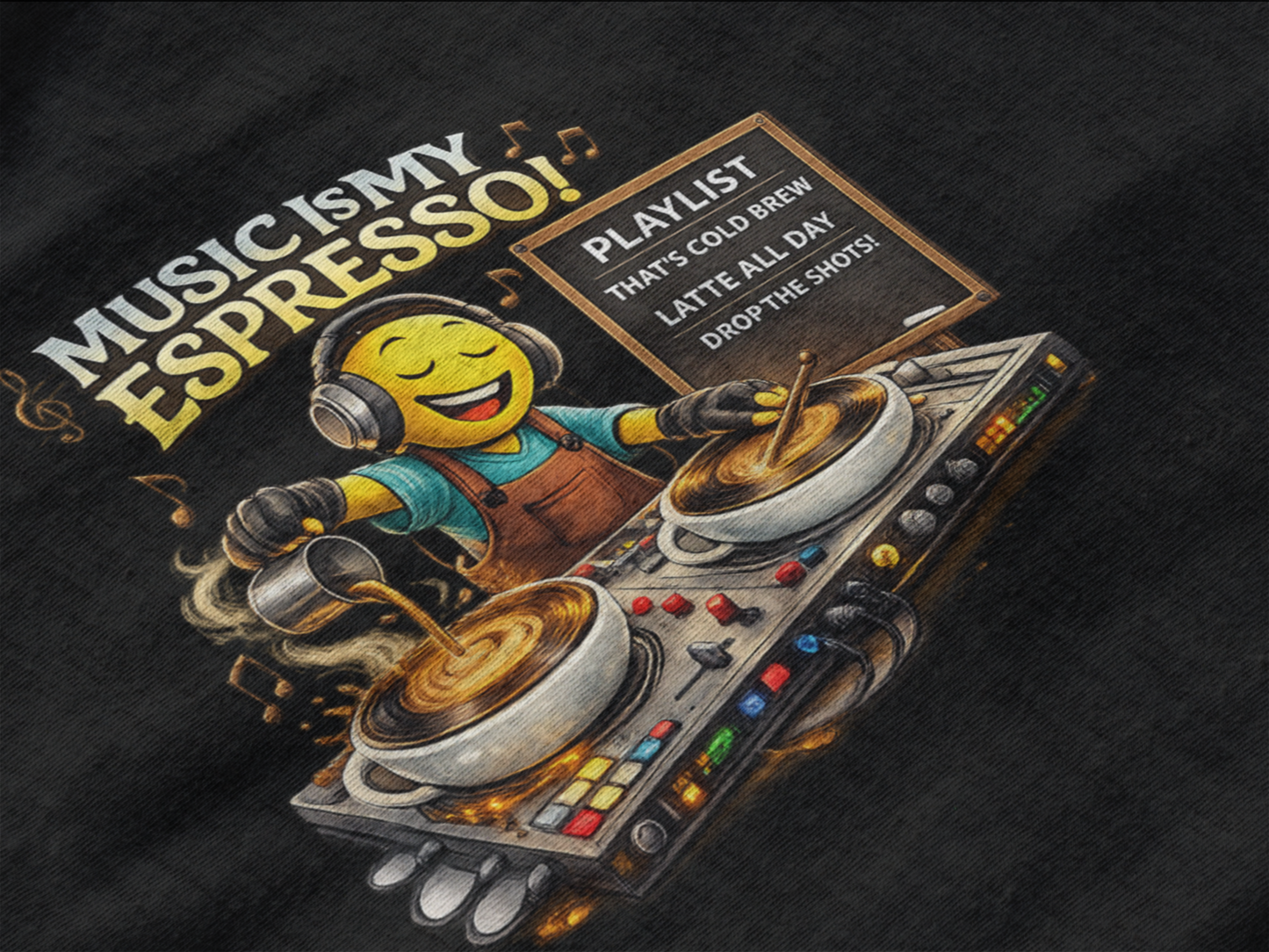 Music Is My Espresso Sweatshirt – Funny Coffee DJ Graphic Crewneck