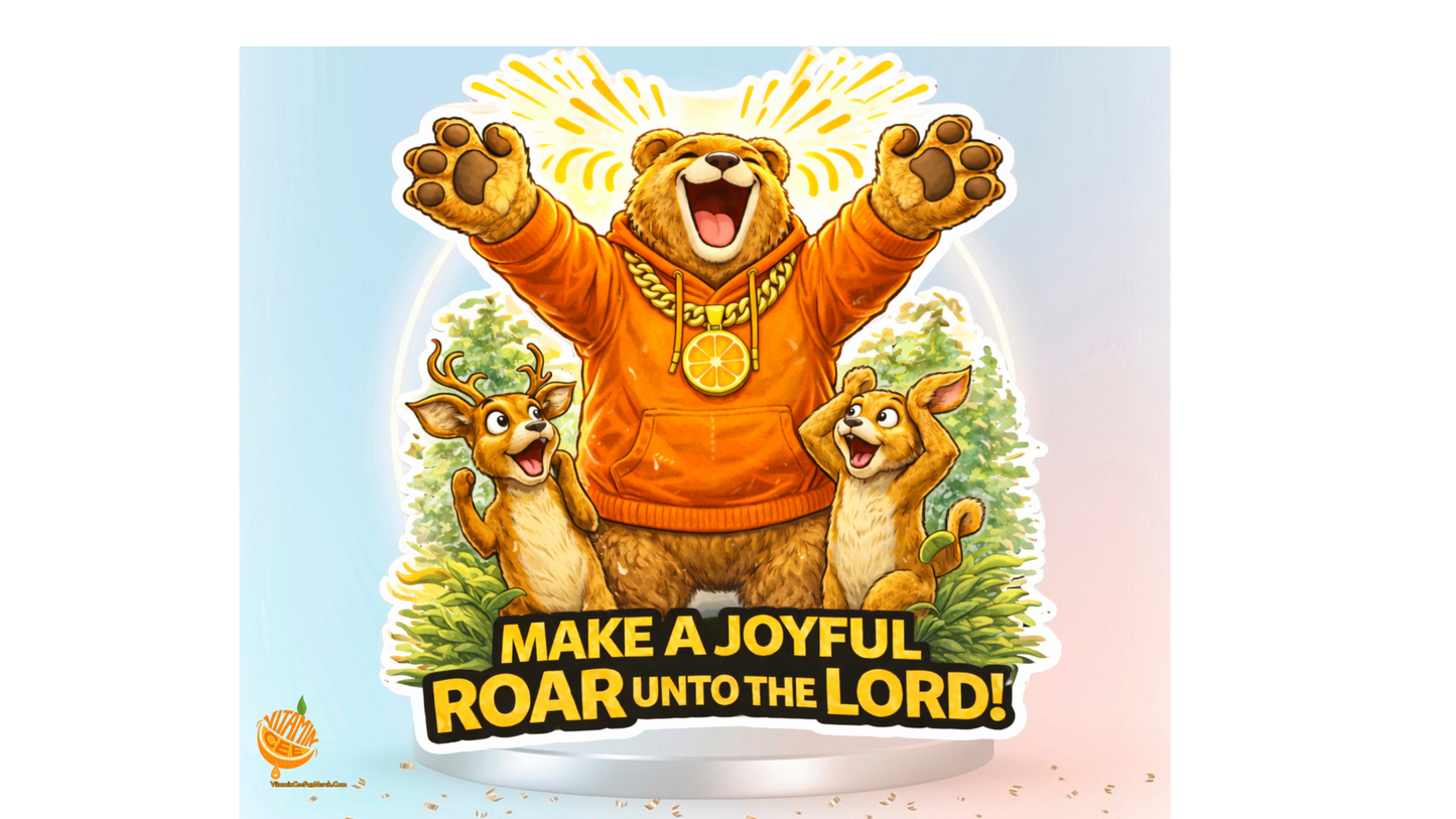 Make a Joyful Roar Unto the Lord Sticker – Christian Dosey Bear™ Vinyl Sticker, Faith Praise Decal, Cute Worship Animal Sticker, Inspirational Gift