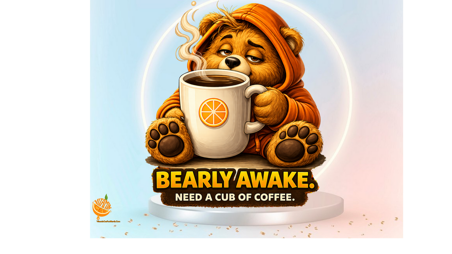 Bearly Awake Coffee Sticker – Funny Dosey Bear™ Coffee Vinyl Sticker, Cute Morning Humor Decal, Coffee Lover Gift, Tired Bear Sticker