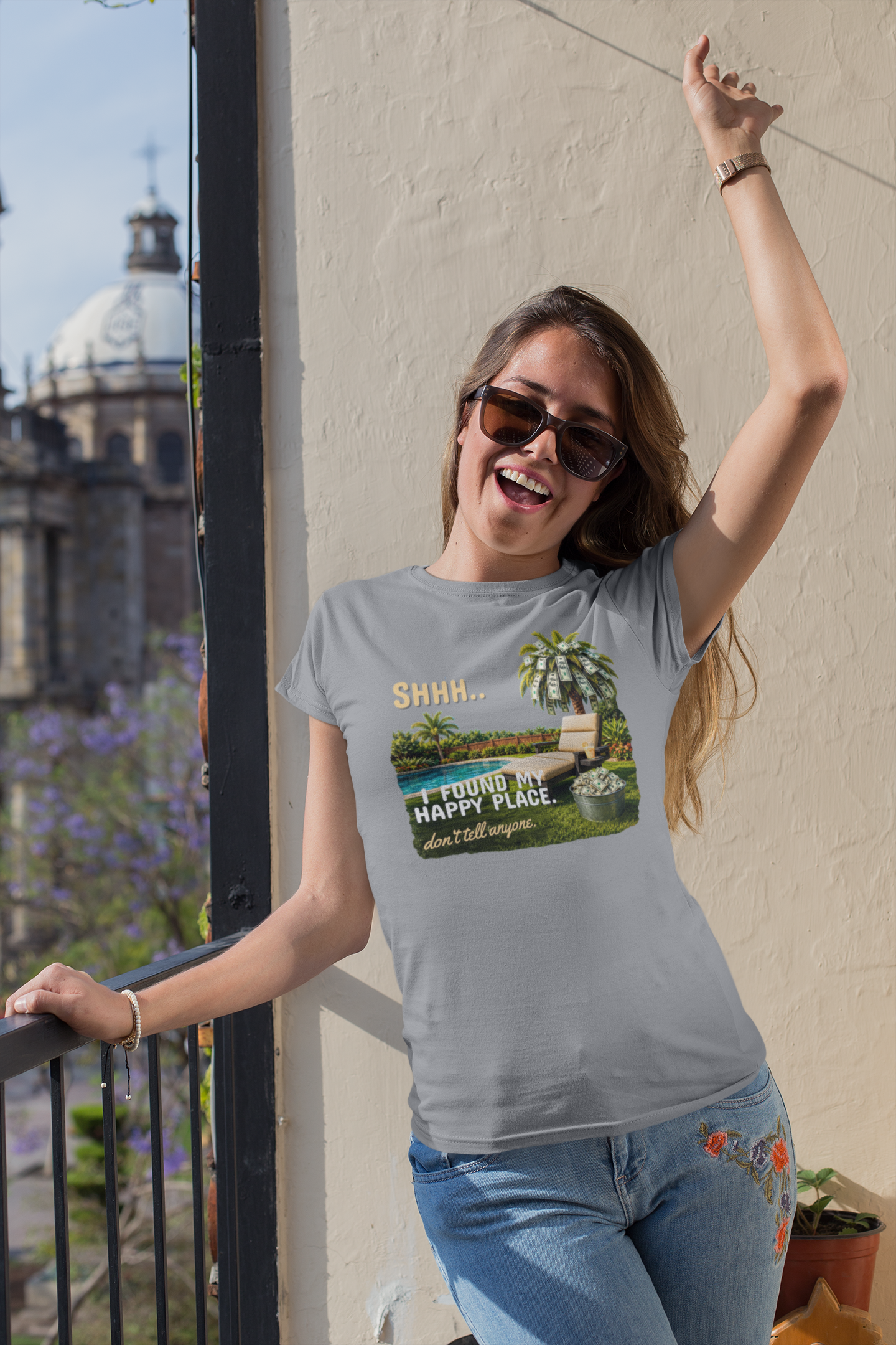 Shhh… I’m in My Happy Place T-Shirt – Funny Relaxing Vacation Graphic Tee