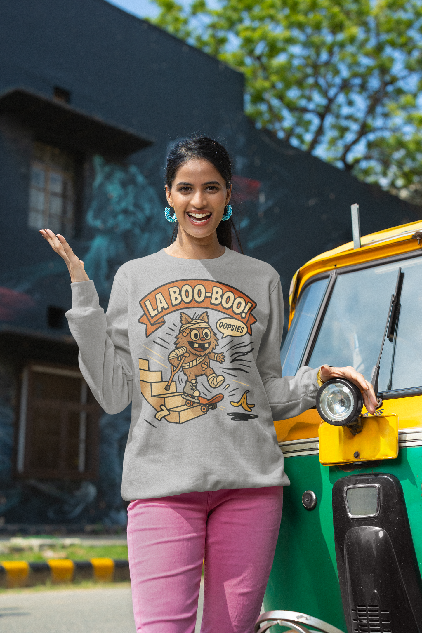 La Boo-Boo Funny Skateboarding Sweatshirt – Oopsie Banana Peel Cartoon