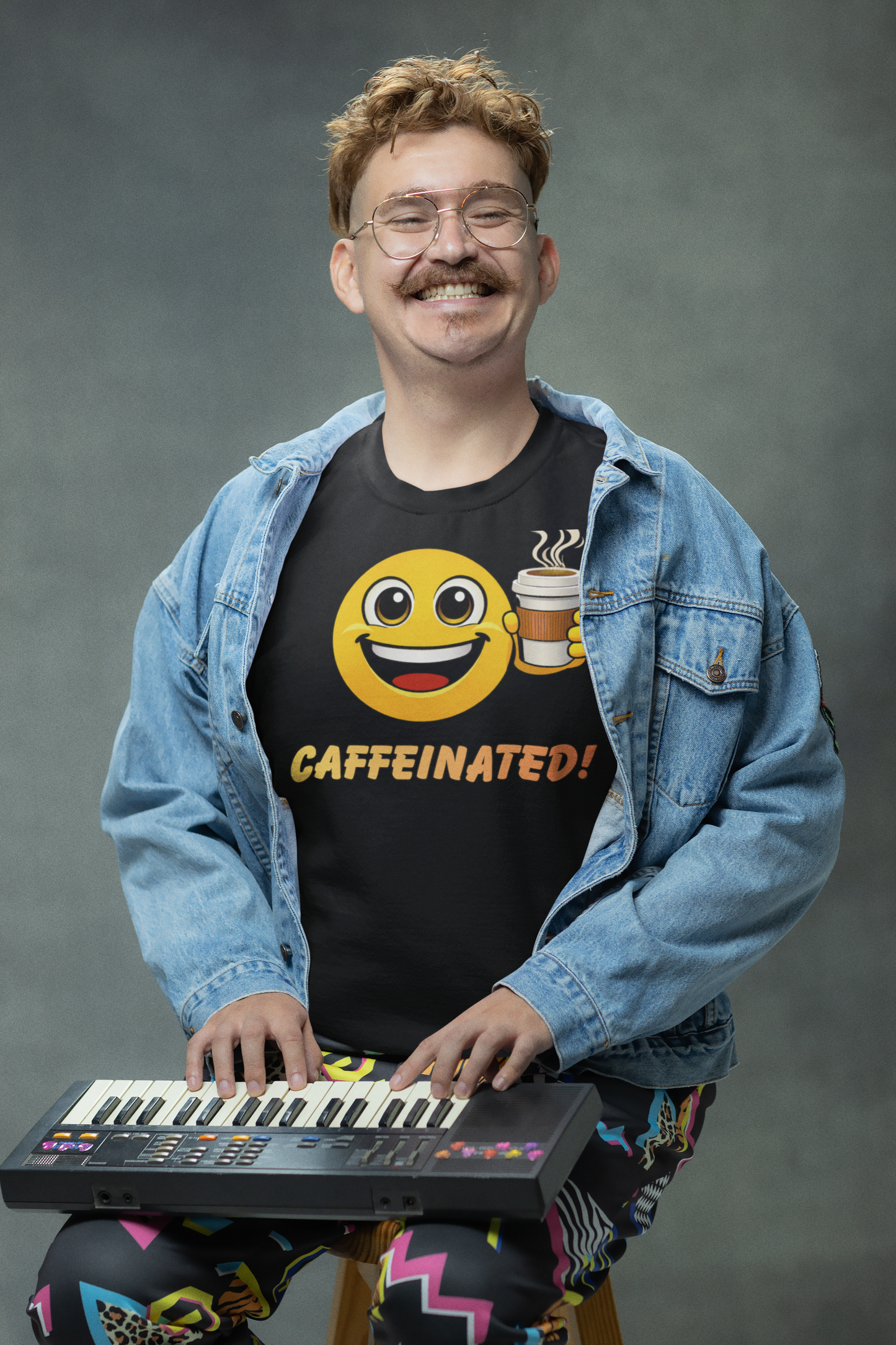 Caffeinated! Coffee Emoji Sweatshirt – Funny Caffeine Lover Crewneck