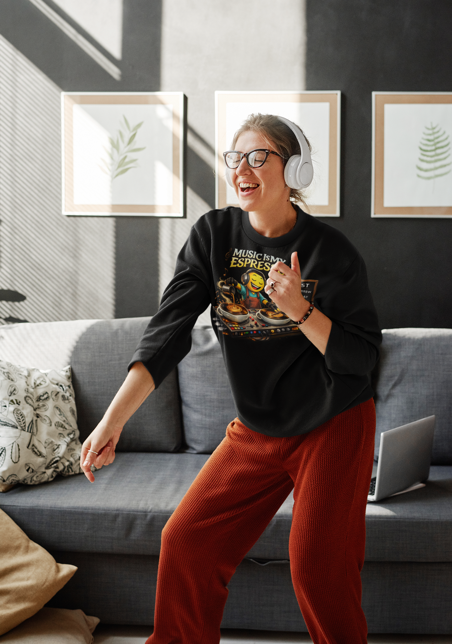 Music Is My Espresso Sweatshirt – Funny Coffee DJ Graphic Crewneck