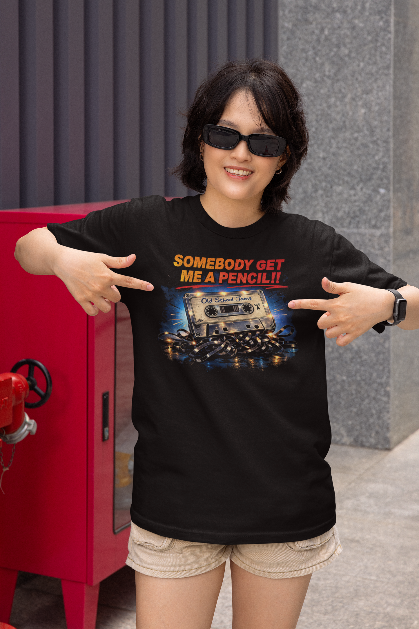 Funny Cassette Tape Shirt – Somebody Get Me a Pencil Retro Music Nostalgia Tee